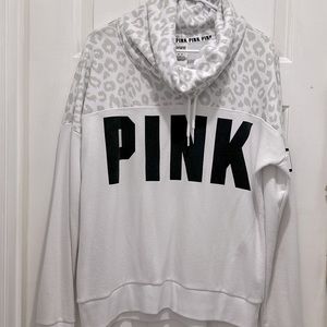 PINK cowl neck sweatshirt with cheetah print size Med